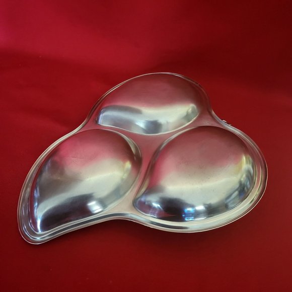 Vintage Silverplated Divided 3 Sectional Server Tray with Handle Pear Shape - Picture 5 of 14